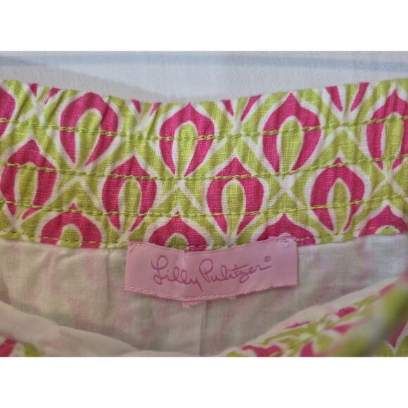 Lilly Pulitzer Womens Pink Green Geometric A-line Skirt Medium - Picture 4 of 9
